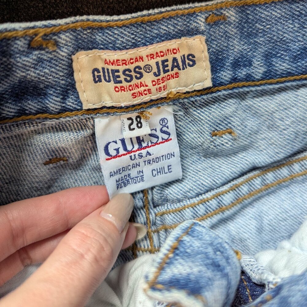 Vintage Guess High Waisted Tapered Leg 100% Cotton Denim Jeans 28 - Picture 5 of 11